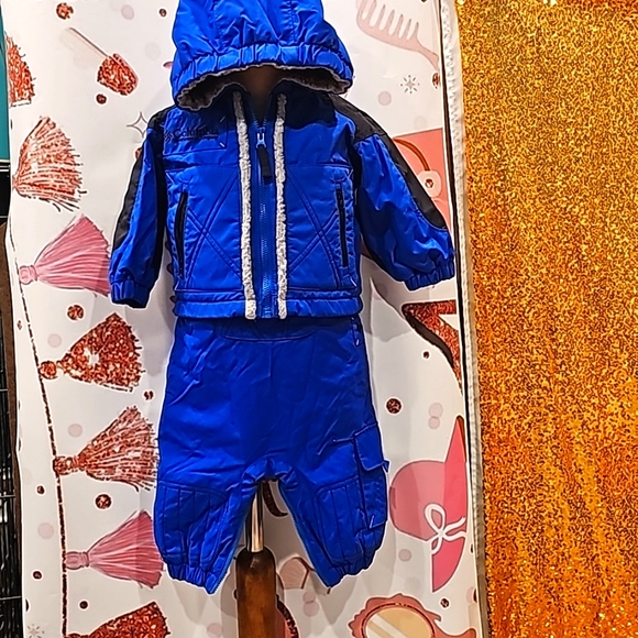 C Columbia 2 Piece Snow Suit Boy's infant Fleece Lined Blue Size 6 Months - Picture 1 of 7